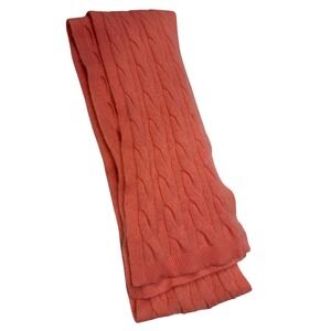 Talbots 100% Cashmere Scarf Coral Pink Cable Knit Winter Wrap Soft Luxury Women